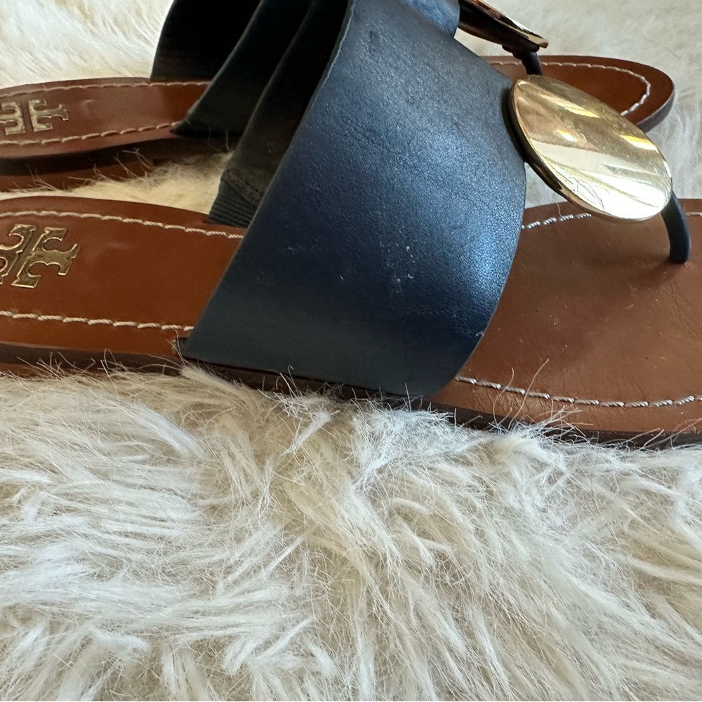 Tory Burch Patos Navy and Gold Women's Sandals size 8 - Picture 4 of 11